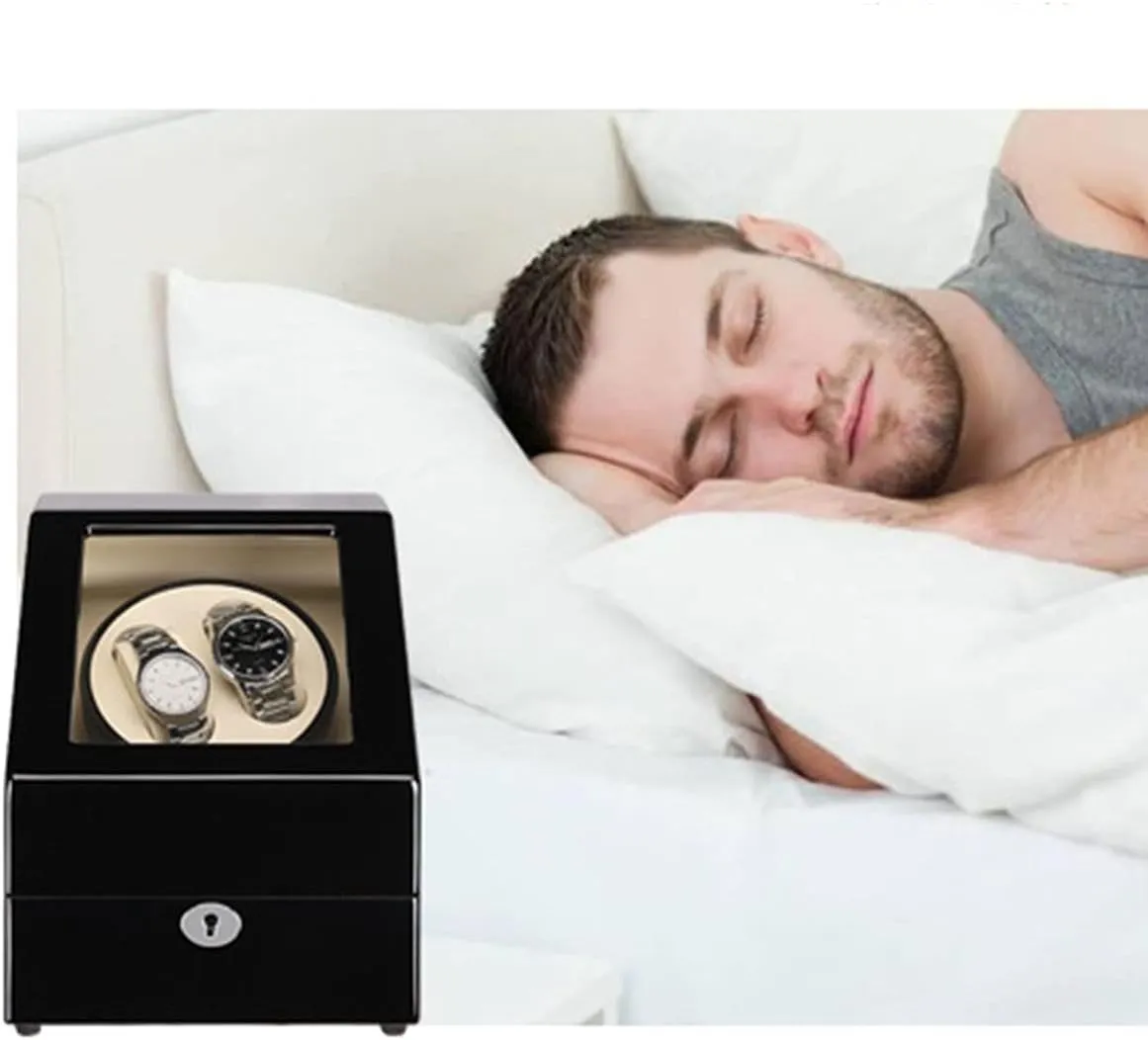 Automatic Watches Winding Box with 3 Receive Modes Rotating Clock Case monotonous pry Silent Motor (Black Brown A) Watch Boxes Dual Watch Rollers for 