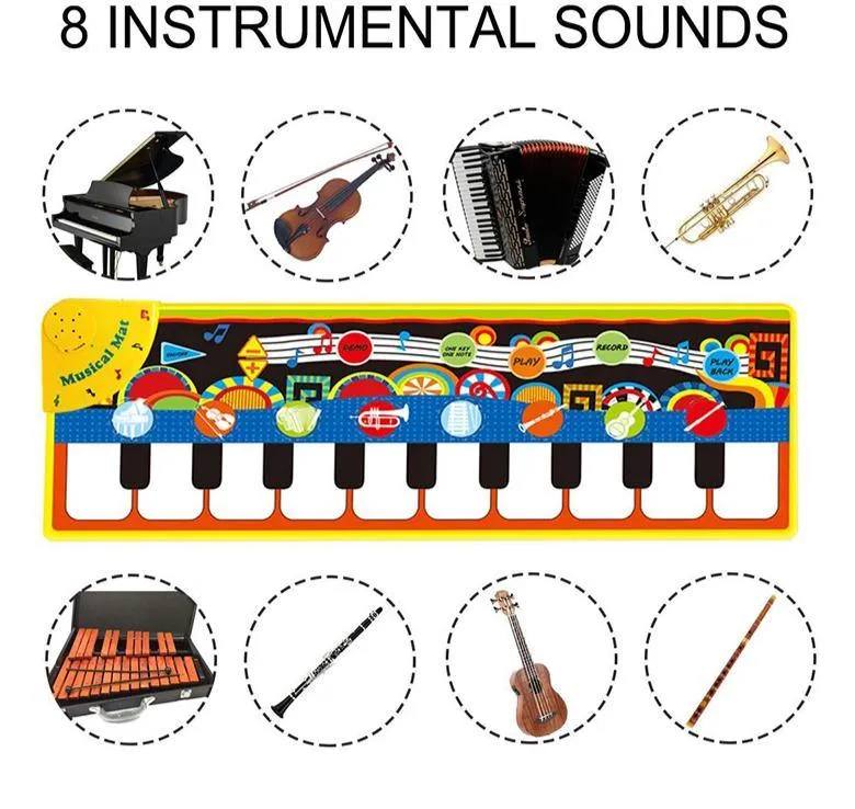 Baby Electronic Music Piano Play Mat Multi-function 8 Instruments Mode Musical Carpets For Kids