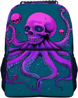 Backpack Polyester Anti-Theft Multipurpose Bookbag Large Capacity Laptop consequence Book Bag Rucksack With Side Pockets Supdreamc Octopus Skull Art 