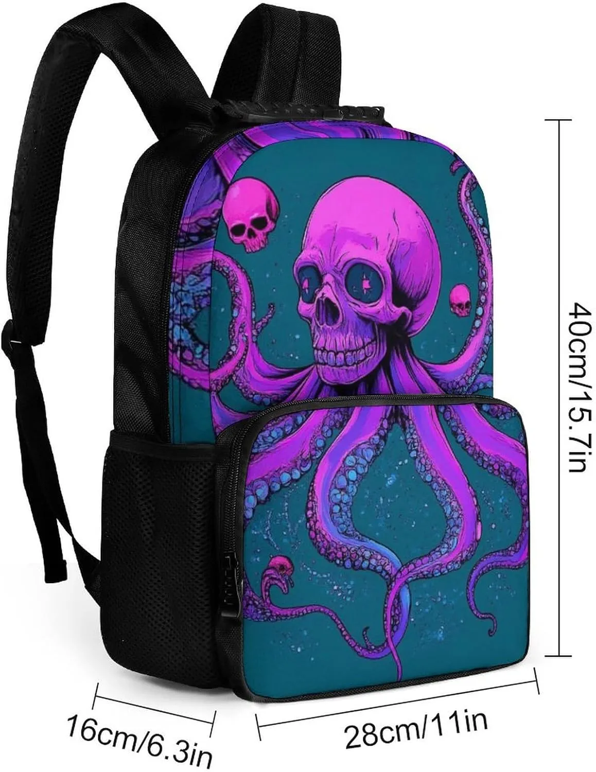 Backpack Polyester Anti-Theft Multipurpose Bookbag Large Capacity Laptop consequence Book Bag Rucksack With Side Pockets Supdreamc Octopus Skull Art 