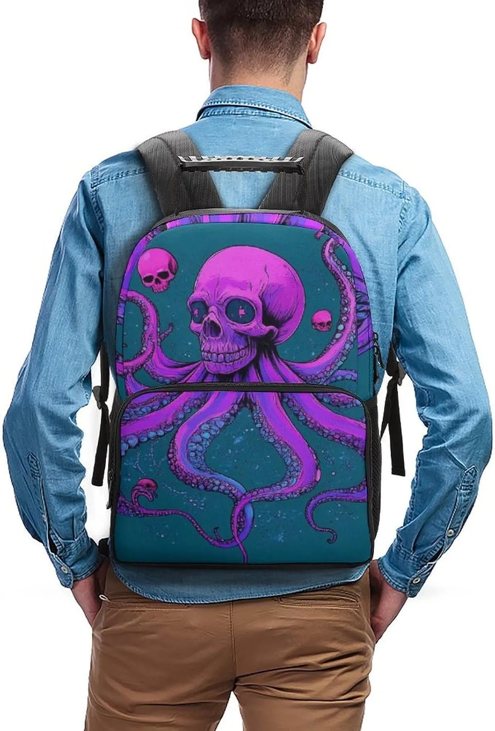 Backpack Polyester Anti-Theft Multipurpose Bookbag Large Capacity Laptop consequence Book Bag Rucksack With Side Pockets Supdreamc Octopus Skull Art 