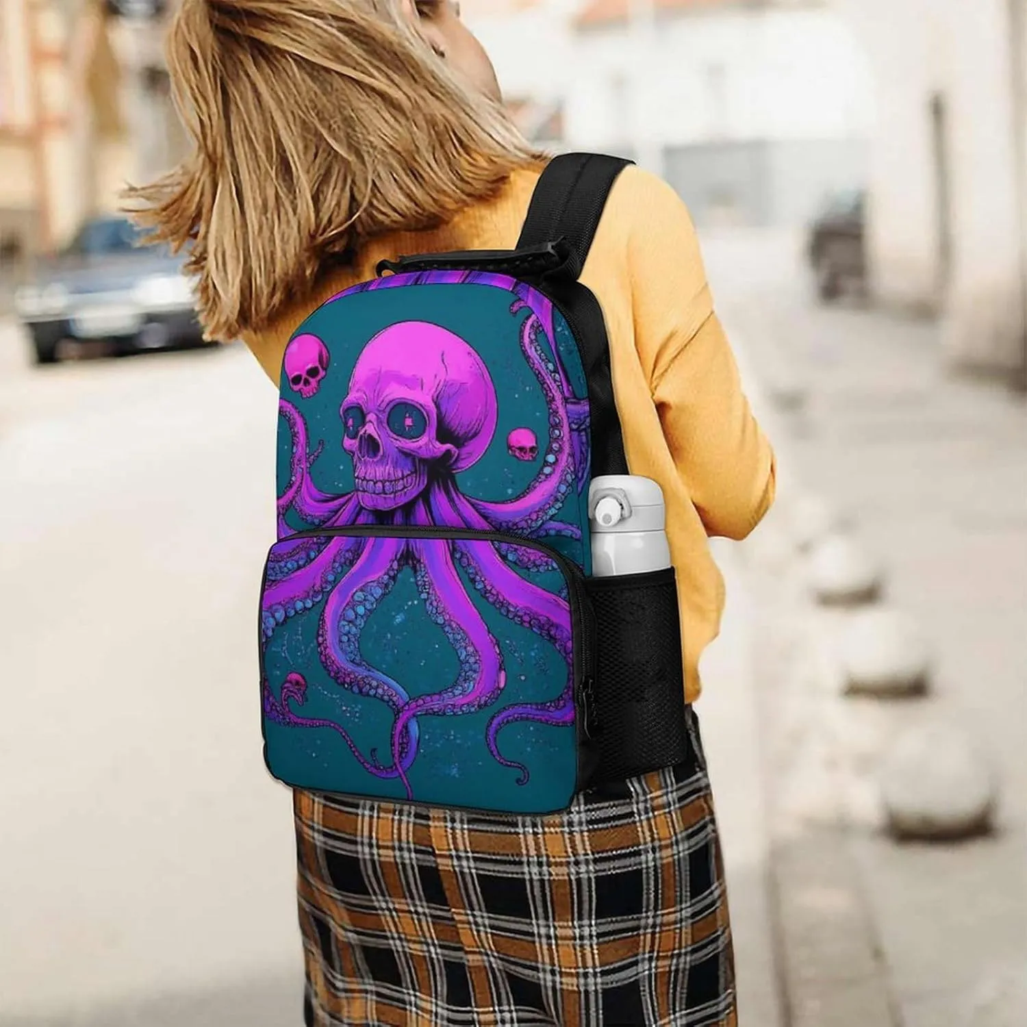 Backpack Polyester Anti-Theft Multipurpose Bookbag Large Capacity Laptop consequence Book Bag Rucksack With Side Pockets Supdreamc Octopus Skull Art 