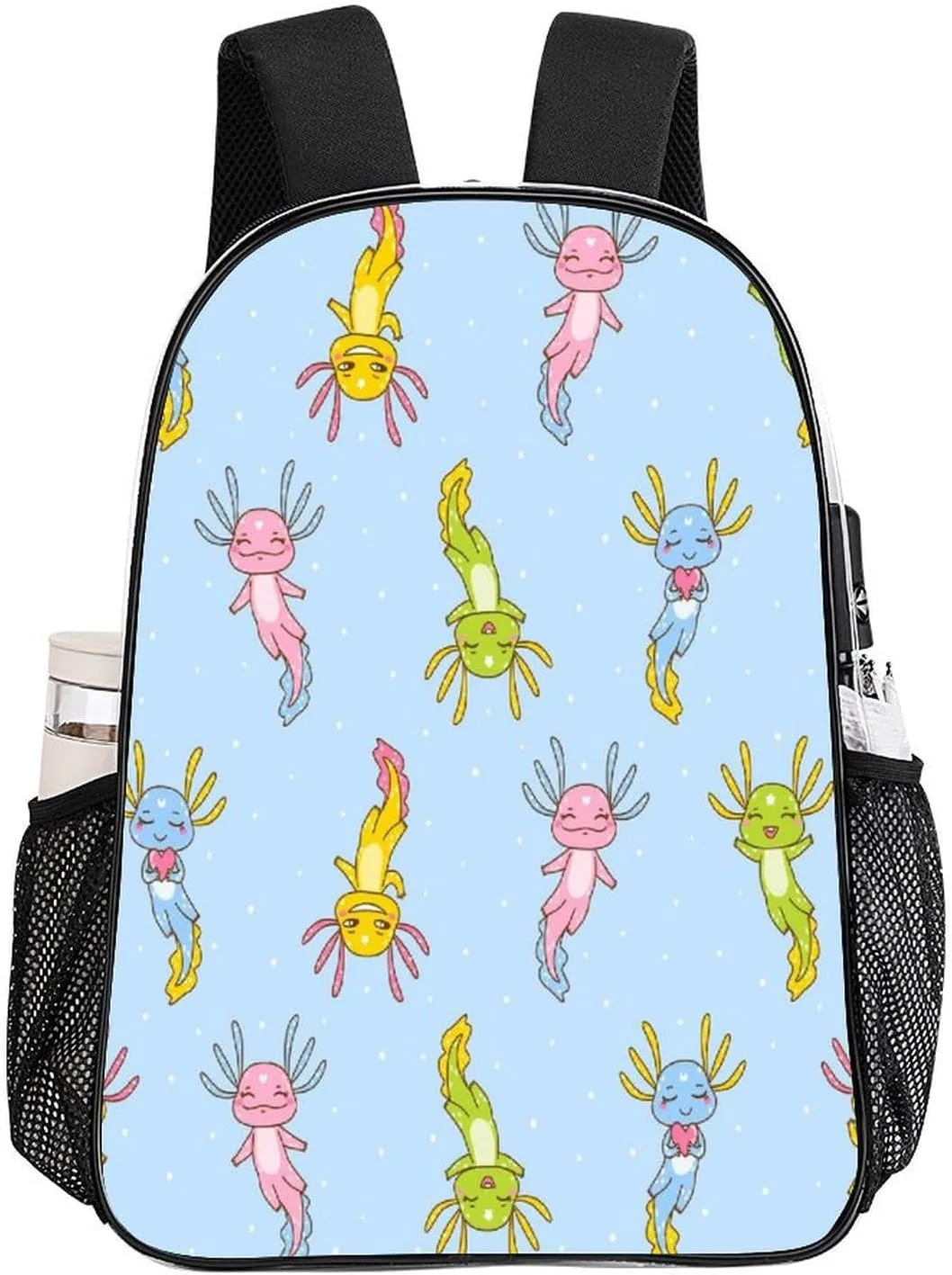 Backpack PVC Water Resistant Hiking Business Travel Transparent Durable Daypack for Women Men 43x32x13cm Cute Cartoon codify excitement Axolotl Funny Clear 