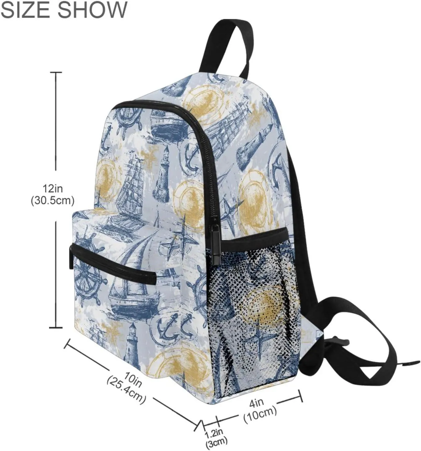 Backpack with Chest Clip and Name Tag, S panksolu Sailing Ship Anchor Watchtower dramatic Toddler Backpack for Boys Girls,Kid 