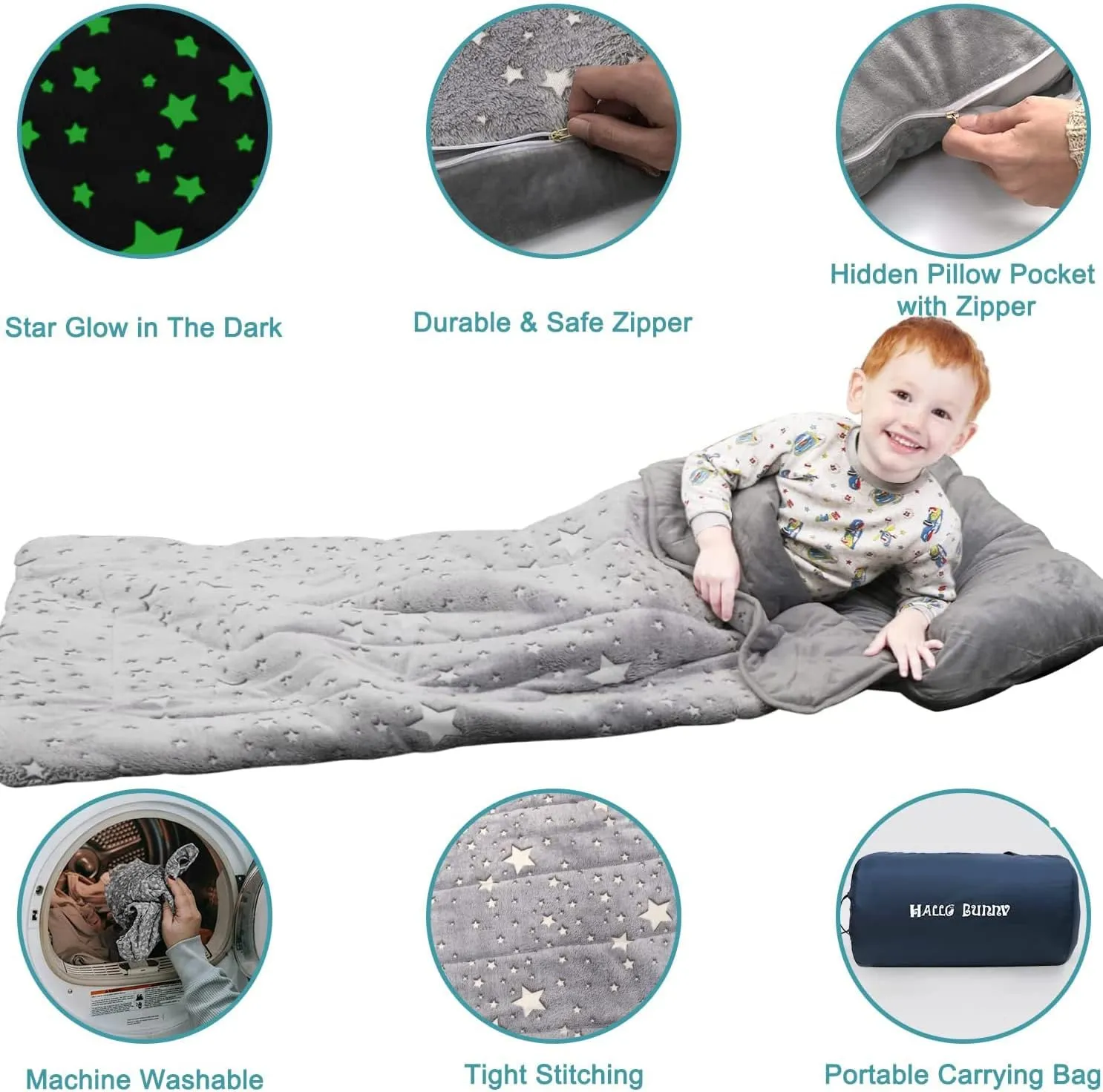 Bag for Girls & Boys$ Large Kids Sleeping Bag with Pillow$ Glow in The Dark Slumber Bag$Soft and stratification swift bemoan clue puddle rival Comfortable for Childern Daycare$ Sleepovers Travel Kids Sleeping 
