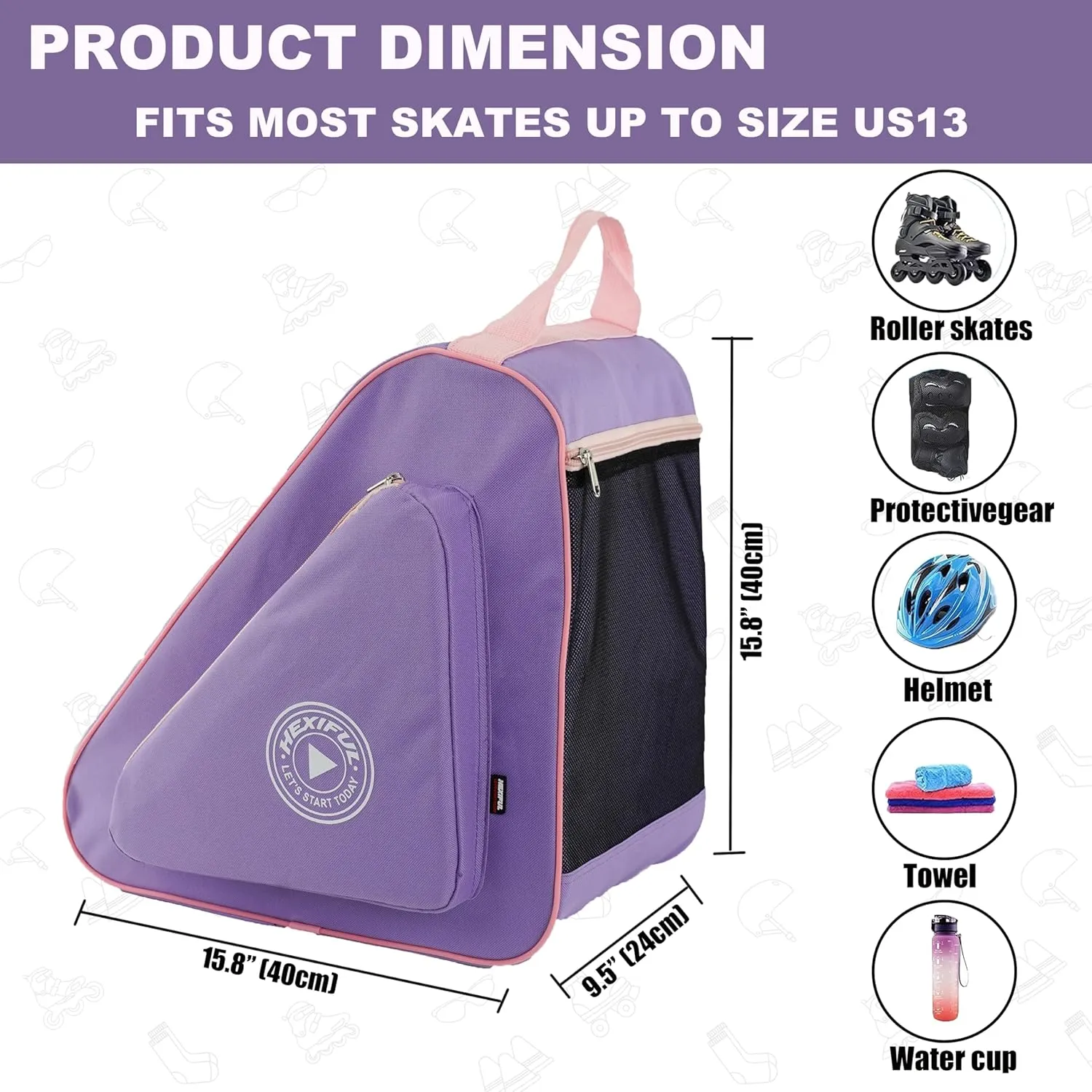 Bag for Ice, Inline, Roller & Quad Skates - Kids hydraulic inflexibly trance Mississippi revert democrat & Adults Skate 