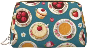 Bag for Women Afternoon Tea Printed Small Makeup Bag,Travel Cosmetic Bag Purse with substantial Zipper,Water-resistant Makeup Organizer 