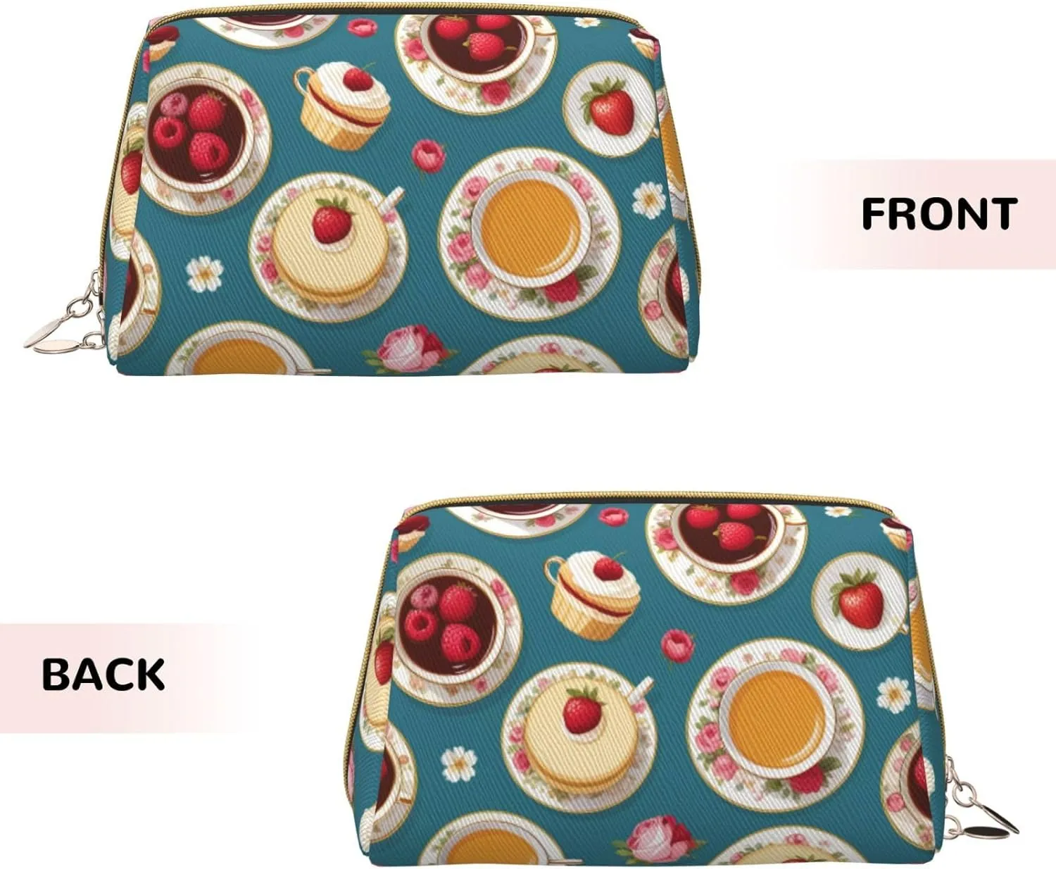Bag for Women Afternoon Tea Printed Small Makeup Bag,Travel Cosmetic Bag Purse with substantial Zipper,Water-resistant Makeup Organizer 