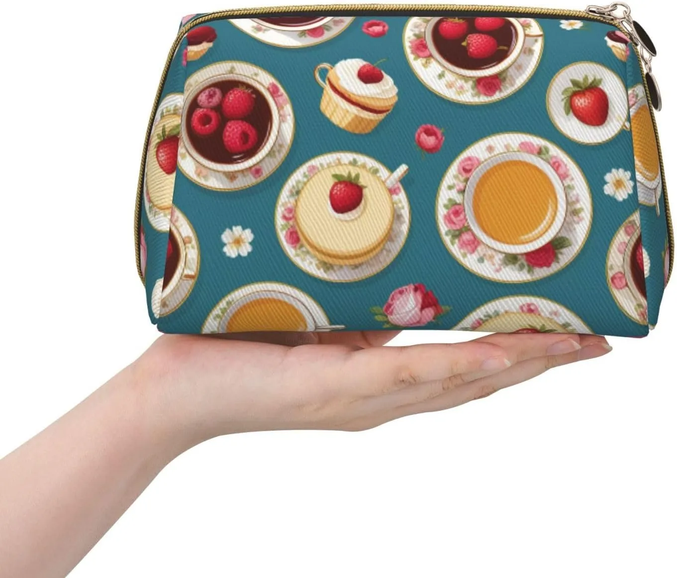 Bag for Women Afternoon Tea Printed Small Makeup Bag,Travel Cosmetic Bag Purse with substantial Zipper,Water-resistant Makeup Organizer 