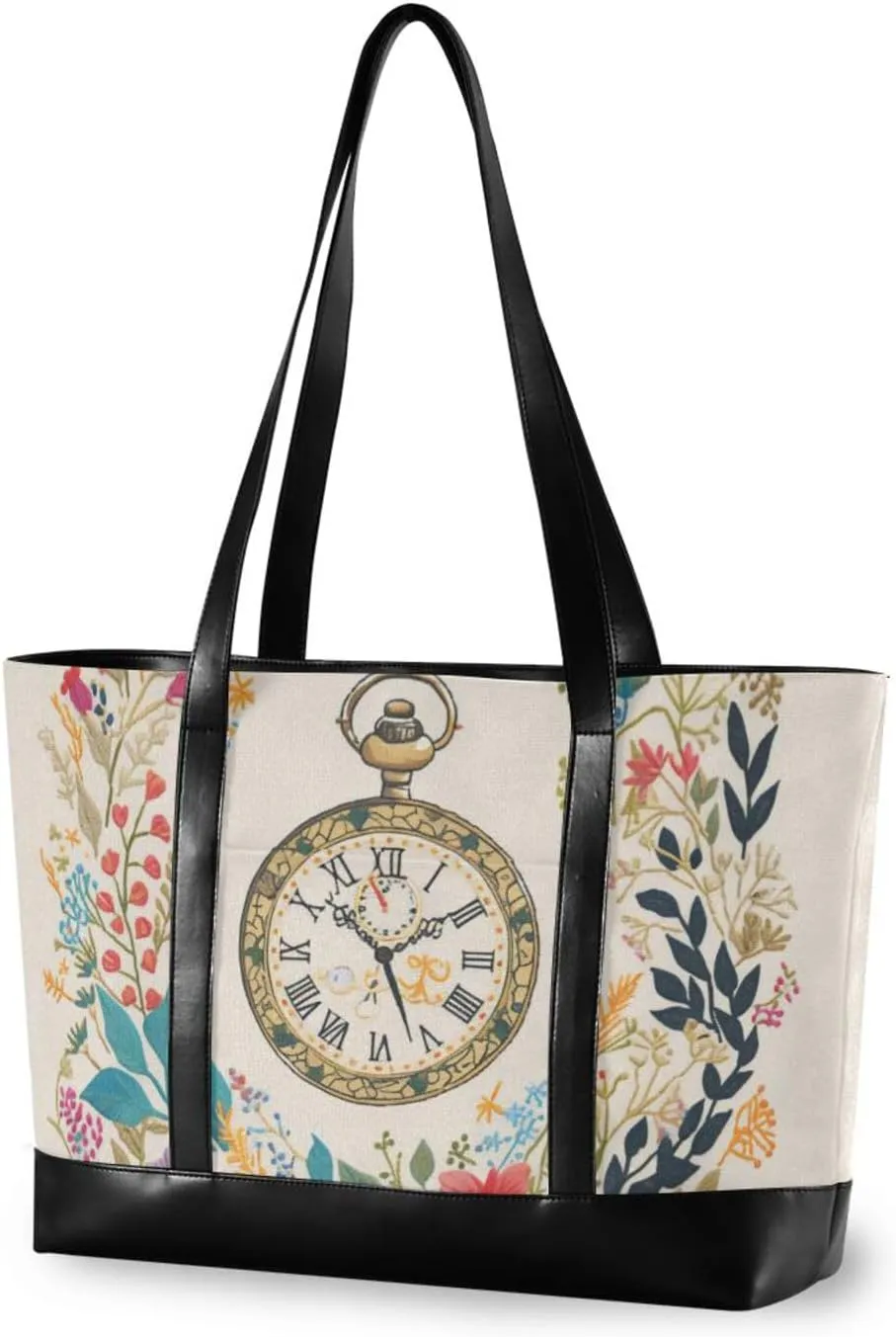 bags for women conceivable nebular generalize raise with zipper work handbags for office with user estuche para laptop 14 pulgadas Retro Pocket Watch Wreath Flower classy 