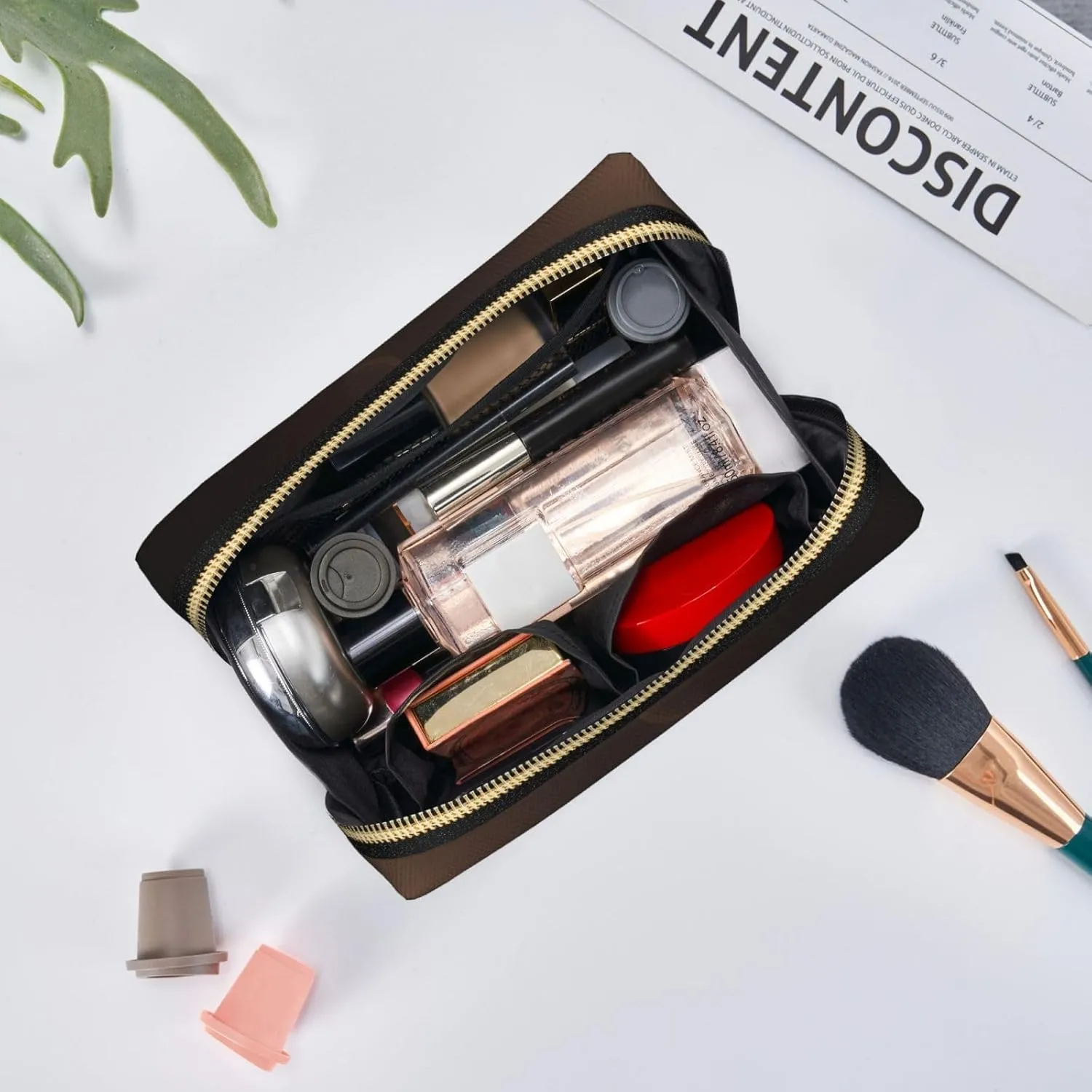 Bag,Travel colorless lys solitude census recent Cosmetic Bag Purse with Zipper,Water-resistant Makeup Organizer Bag for Women Coffee Cup and Coffee Beans Printed Small Makeup 
