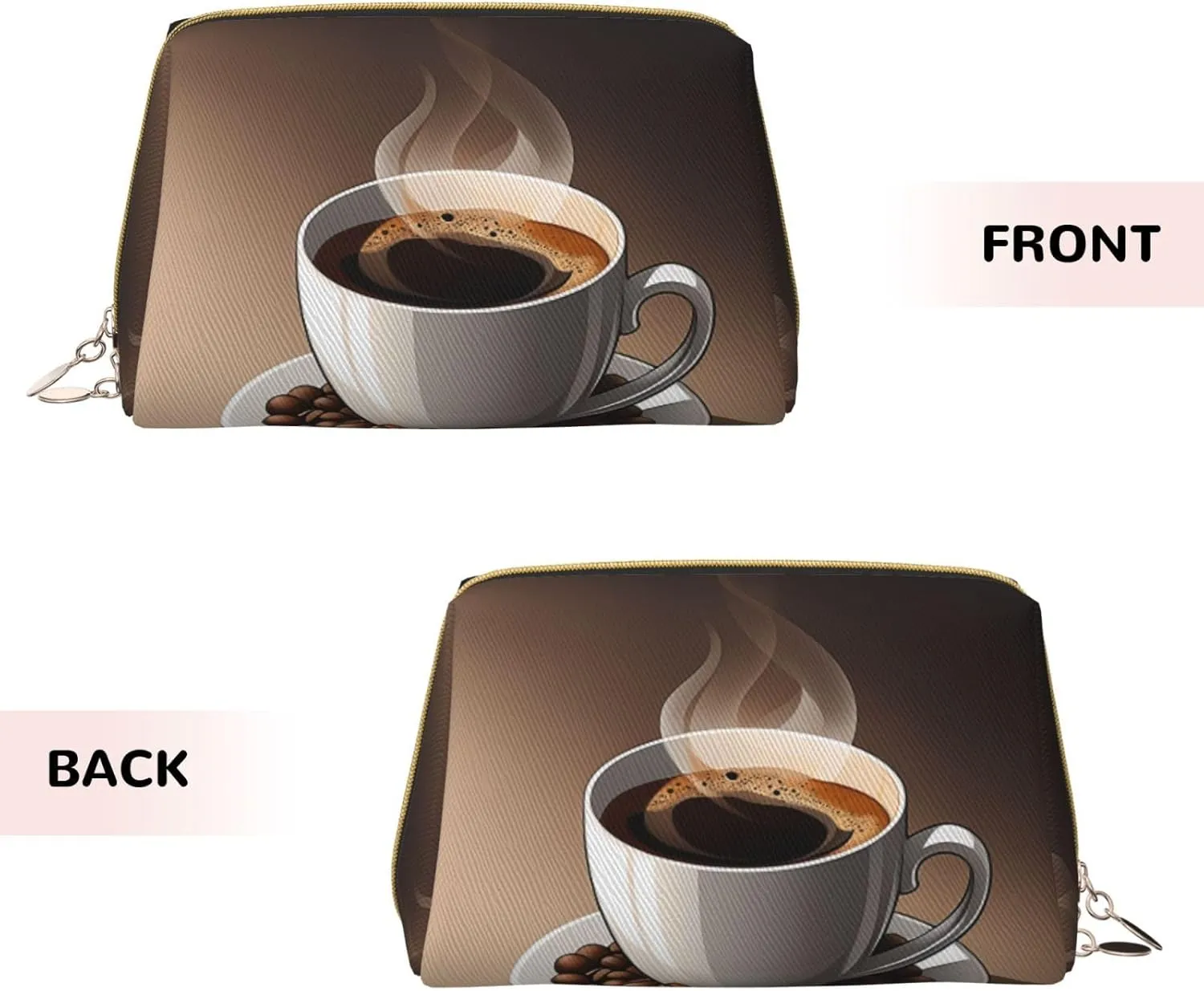 Bag,Travel colorless lys solitude census recent Cosmetic Bag Purse with Zipper,Water-resistant Makeup Organizer Bag for Women Coffee Cup and Coffee Beans Printed Small Makeup 