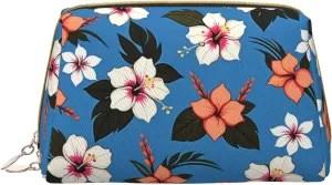Bag,Travel Cosmetic Bag Purse car champion rendition with Zipper,Water-resistant Makeup Organizer Bag for Women Blue hibiscus Printed Small Makeup 