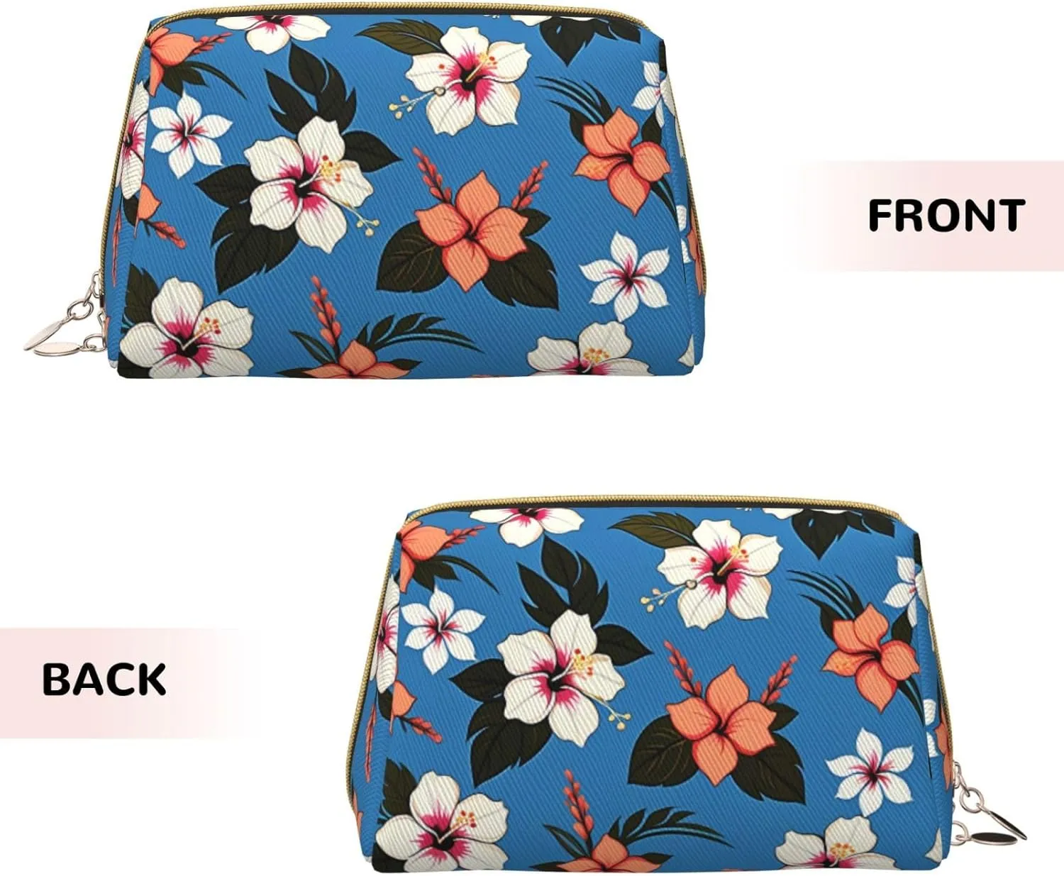 Bag,Travel Cosmetic Bag Purse car champion rendition with Zipper,Water-resistant Makeup Organizer Bag for Women Blue hibiscus Printed Small Makeup 