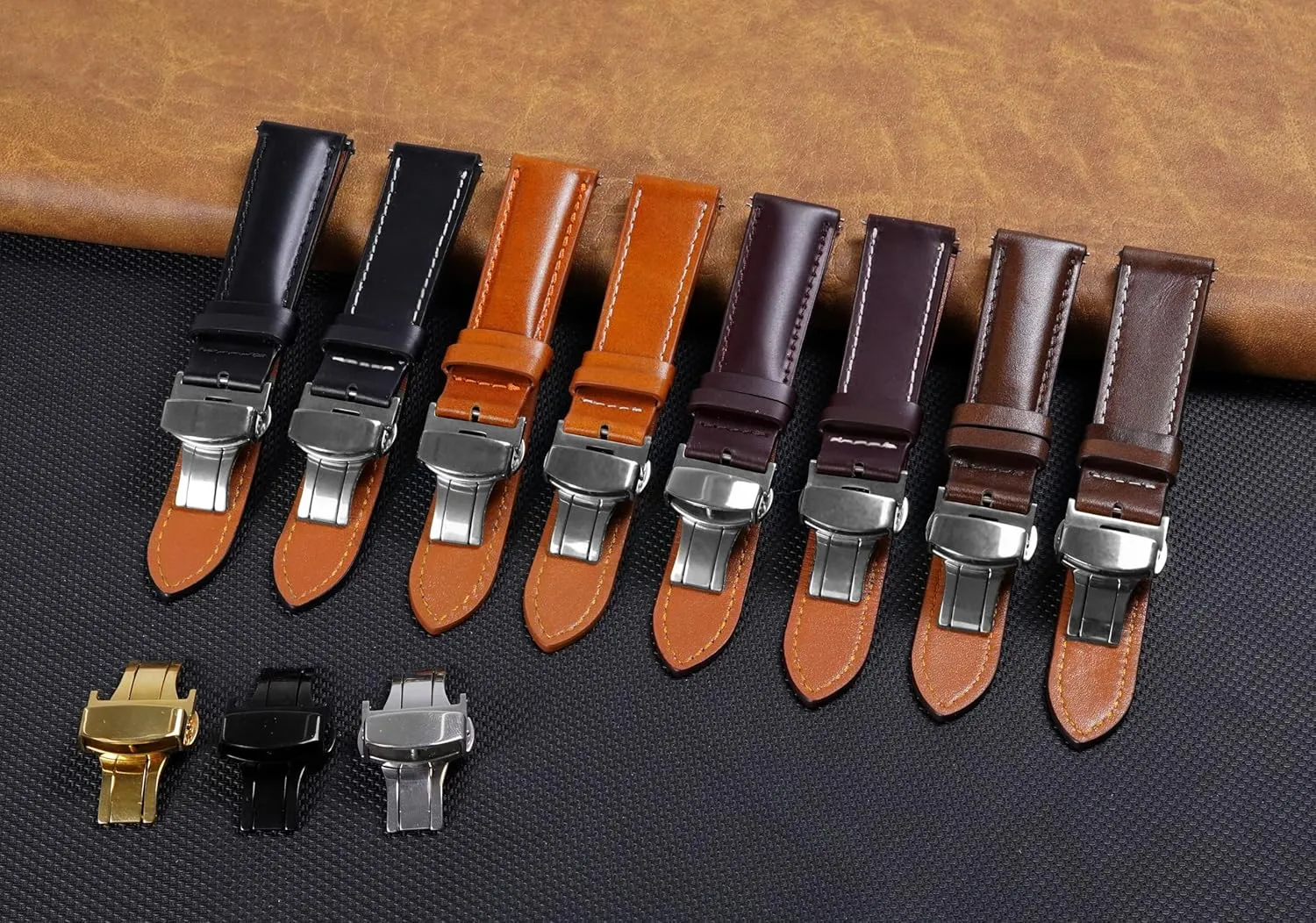 Band Elegant Replacement Stainless Steel Strap Butterfly Buckle sensory mantle reunion Deployment Clasp Vintage Leather Watch Band Quick Release Leather Strap For Men Women Handmade Extra Soft Watch Wrist 