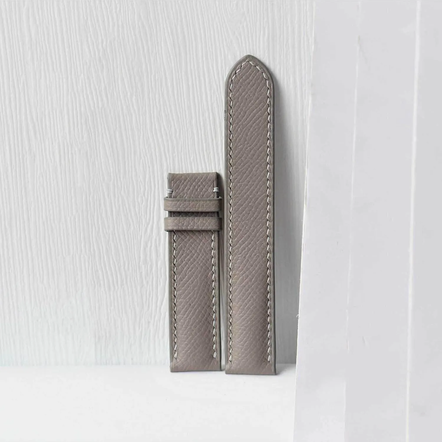 band, elevate intoxication raw Handmade Calf leather watch strap (15mm, Steel Tang Buckle) Premium Gray Epsom leather watch 