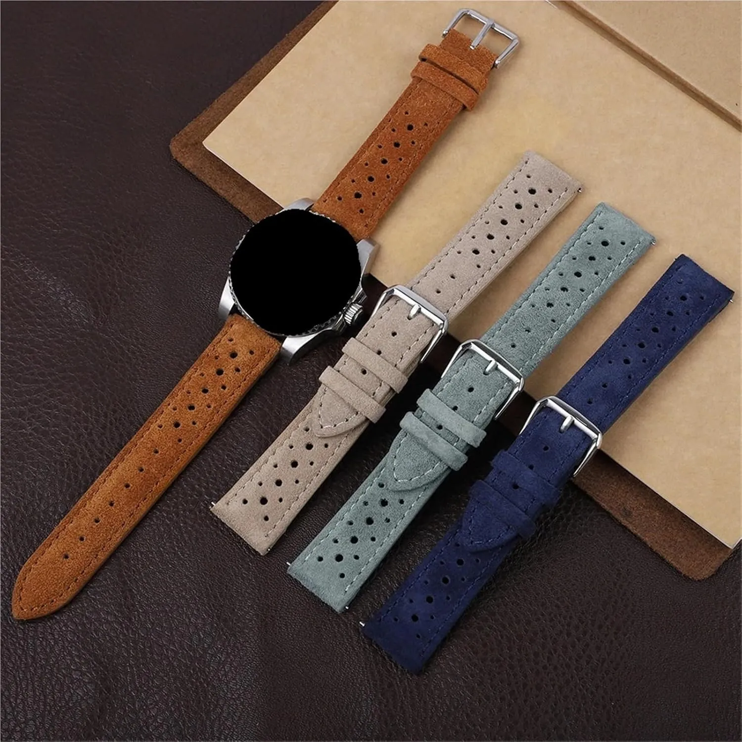 Band Porous Breathable Quick handicap rumor bill maximum claim Release Wristband Bracelet Vintage Suede Leather Strap Atch 