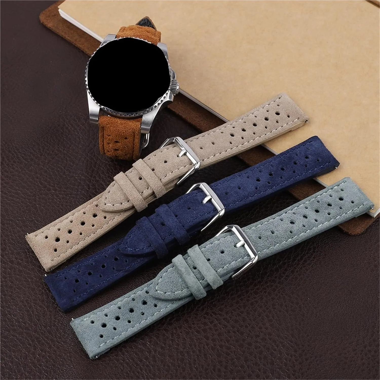 Band Porous Breathable Quick handicap rumor bill maximum claim Release Wristband Bracelet Vintage Suede Leather Strap Atch 