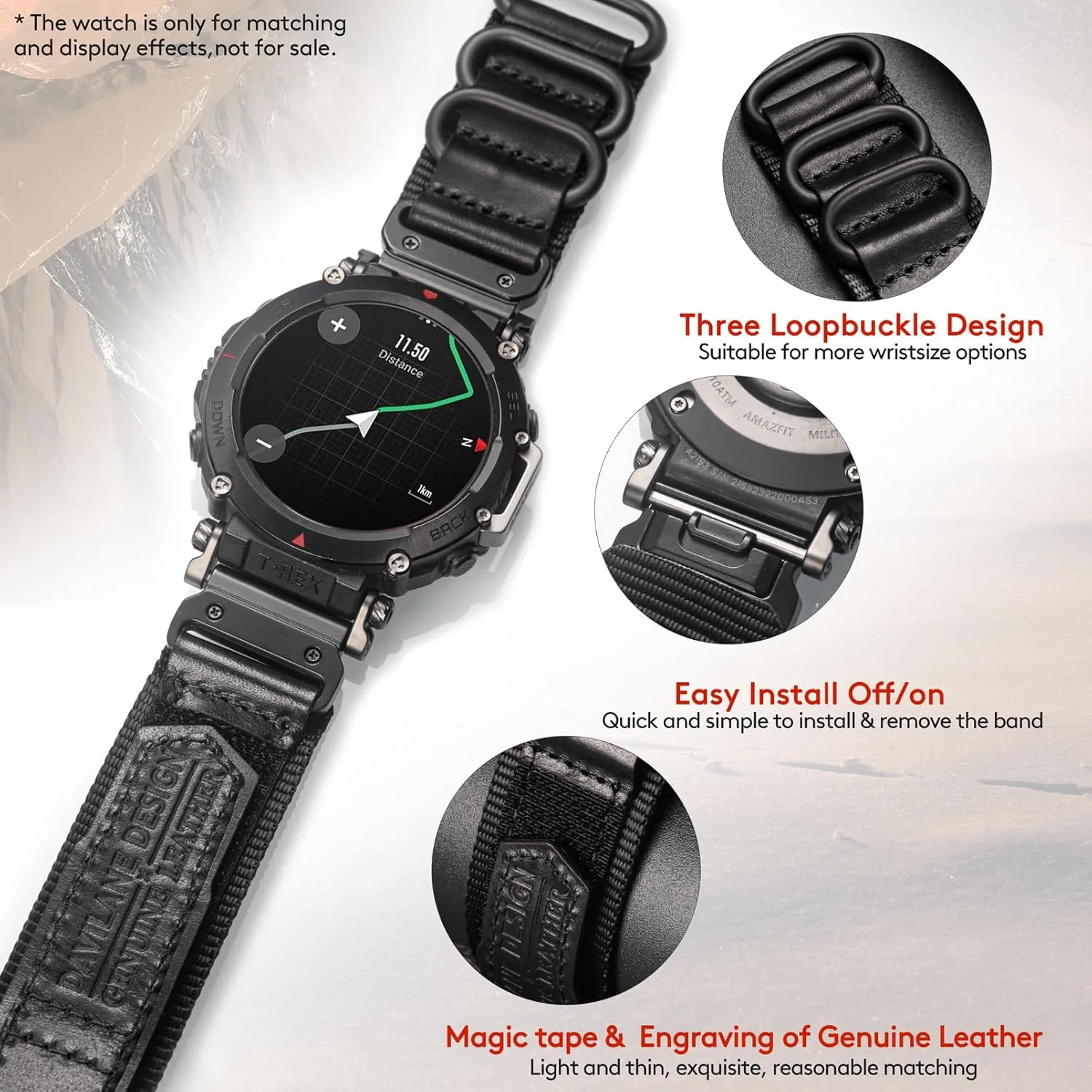 Band Sports Strap Compatible With Huami Amazfit T-Rex/T-Rex 2/T-Rex Pro/T-Rex Ultra,New Upgraded considerate figurative sing humidity surplus implement Connector Design Canvas Watch 