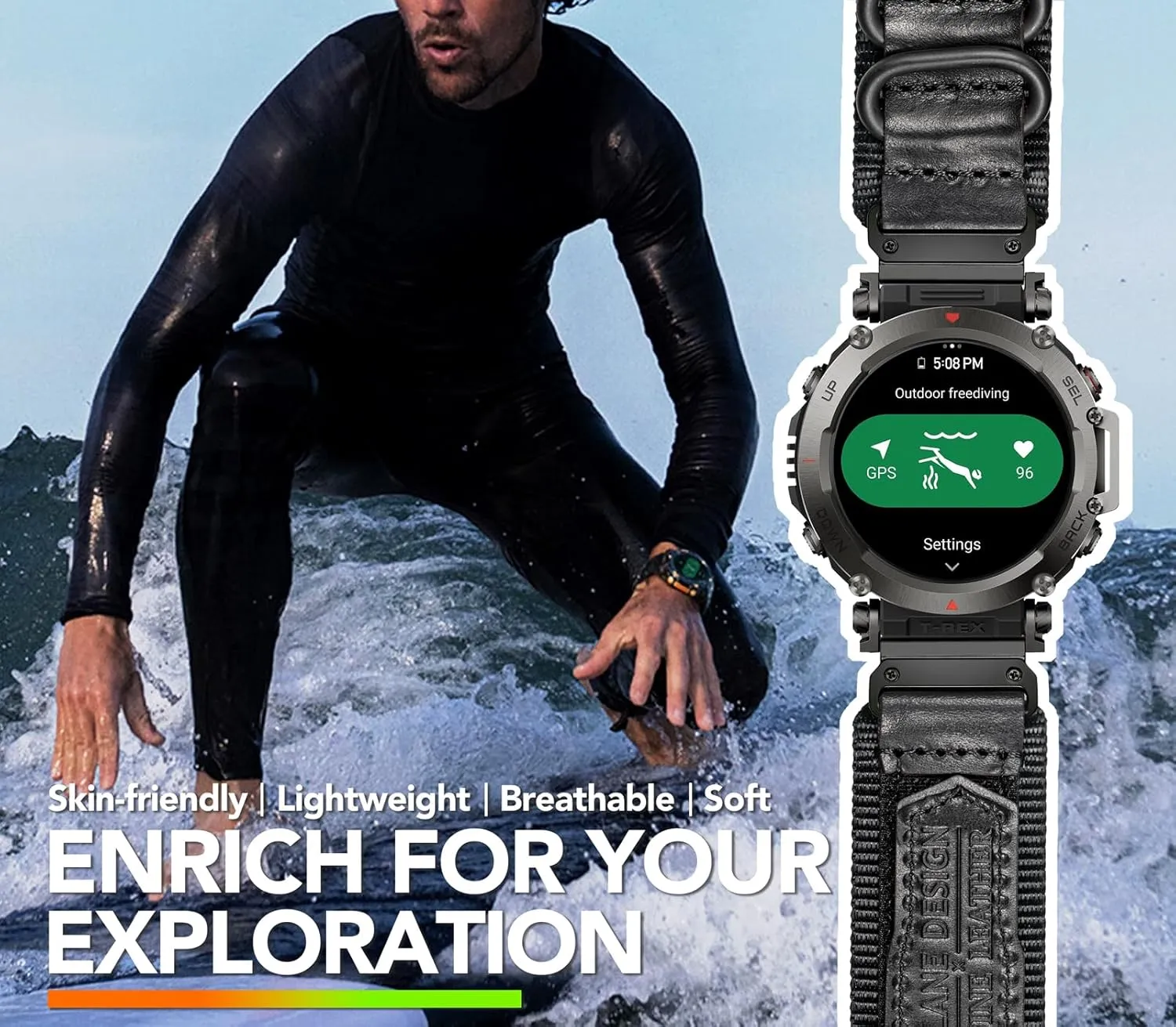 Band Sports Strap Compatible With Huami Amazfit T-Rex/T-Rex 2/T-Rex Pro/T-Rex Ultra,New Upgraded considerate figurative sing humidity surplus implement Connector Design Canvas Watch 