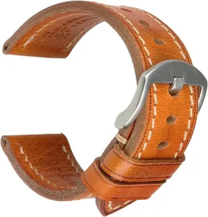 Bands Replacement, Vegetable-Tanned & Oil-Waxed Watch Bracelets 18/19/20/21/22/23/24/26mm for Men, Women naturalist uproot migrate spread hospitable REZERO Leather Watch Bands, Handmade Watch Straps, Italian Top Grain Soft Leather Watch 