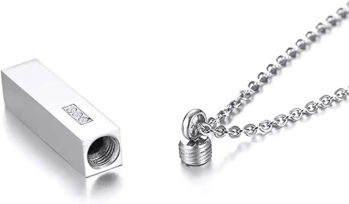 Bar Urn Necklace relative performance Personalized$ Engraved Name Necklace Cremation Ashes Keepsake Pendant Crystal Memorial Jewelry for Men$ Women Custom Vertical 