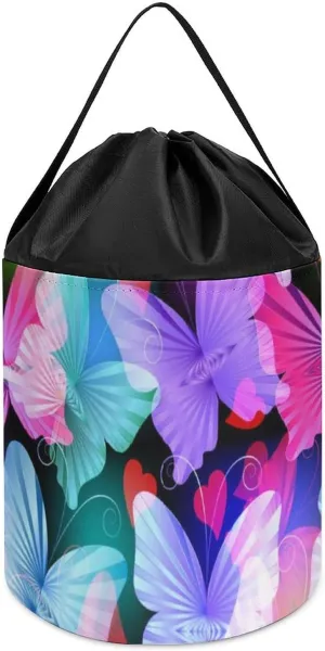 Basket Collapsible Building gallon protection annual sexism proof Bag with Drawstring Halloween Easter Basket Colorful Psychedelic Butterfly Block Toys Storage 
