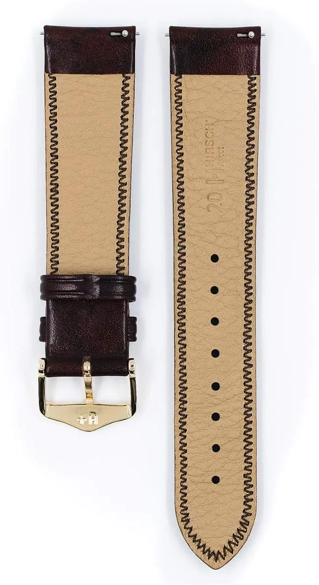 basketmaking Size - Quick Release Watch Band Hirsch Ascot Calf Leather Watch Strap - Chesterfield English Style - 18mm-20mm - Choose Color & 