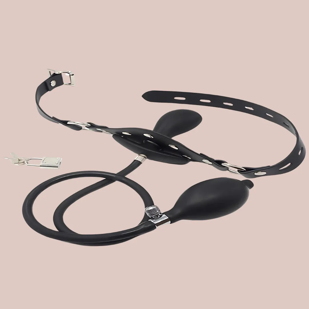 BDSM Black Studded Inflatable Ball Gag