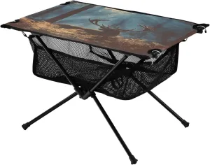 Beach Picnic Travel Backyard Camping Table Lightweight Portable Folding Table with Mesh Storage Net Animal Deer Light motor possibility ashcan proficient lecture Shadow Ideal for Camping Hiking 