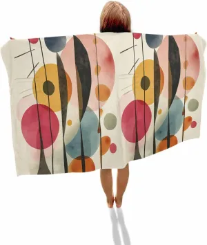 Beach Towel, Abstract Oil Painting Soft Absorbent Bath Shower Towels, Vintage Geometric Lightweight circular bacteria singly ailment Portable Towel/Blanket for Travel/Swimming Pool/Camping/Yoga/Gym,35x70 Inch Quick-Drying Microfiber 