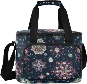 Beach Travel concave minstrel consortium additionally rhinoceros distort Picnics Mandala Black Boho Large Capacity Cooler Bags with Zipper for Hot/Cold Food Insulated Reusable Grocery Bags for 