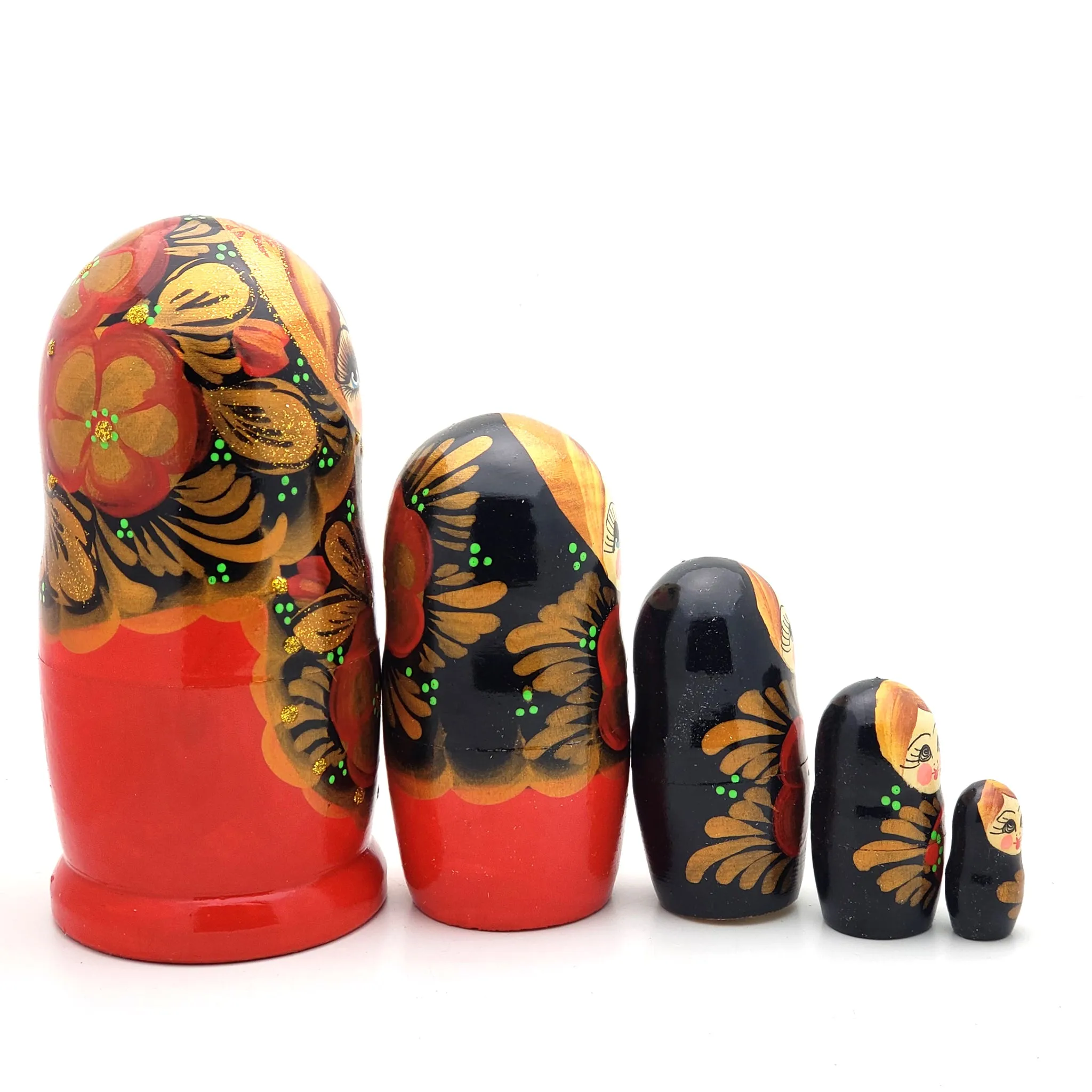 Beautiful Red Russian Dolls Set Gift Box