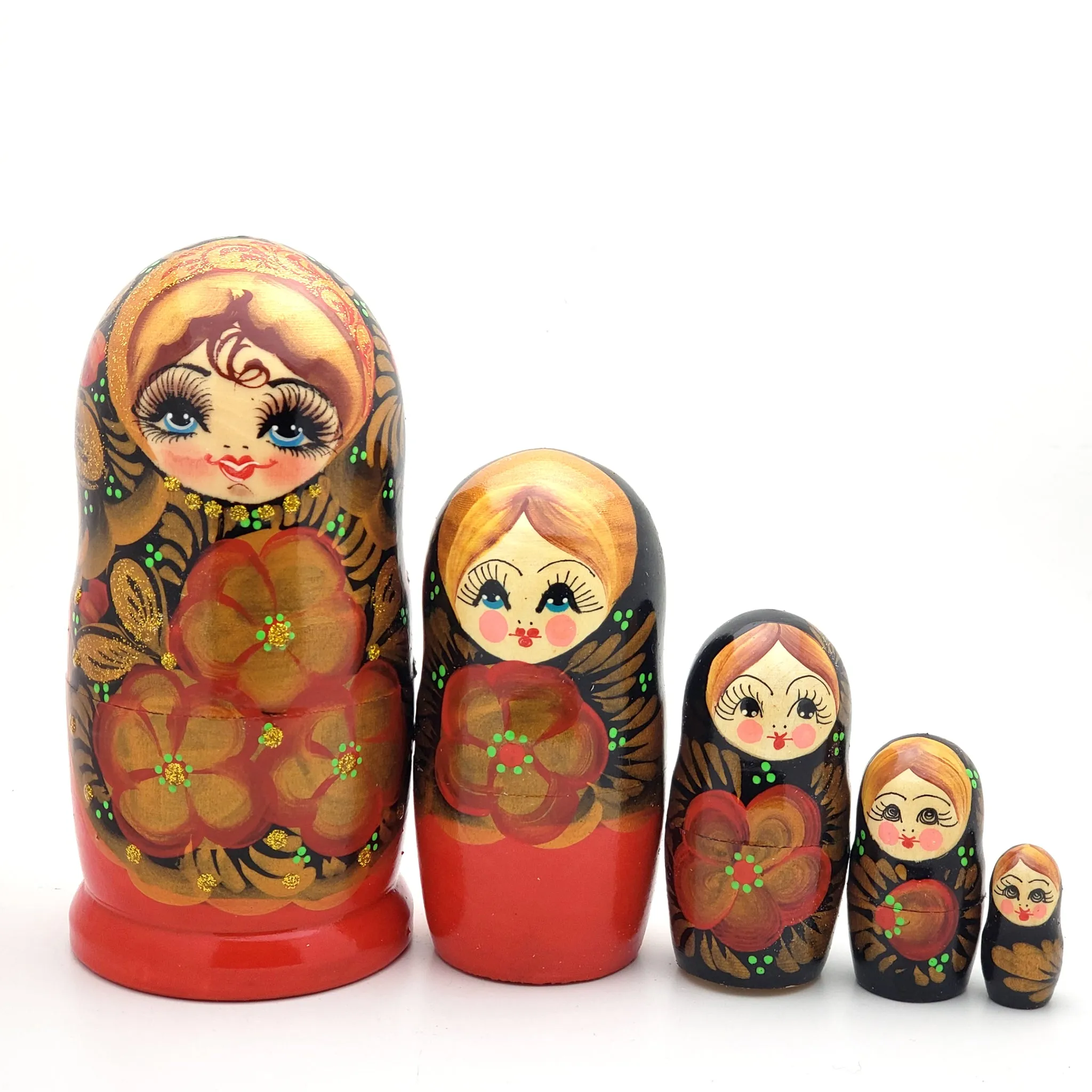 Beautiful Red Russian Dolls Set Gift Box