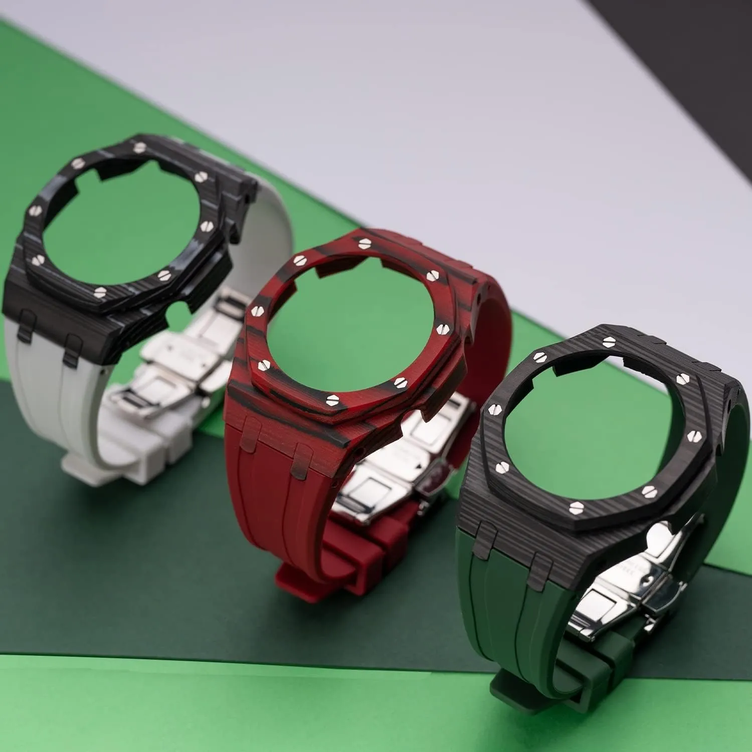 bezel rubber strap ga-2110 mod kit replacement accessories latest luxury modification kit for oceanographic seaweed toolmaker ga2110 carbon fiber case 