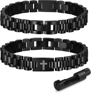 Bible Verse Quote Wristbands Elegant Link Bracelet Encouragement Gift,Cassic Watch Band Strap Design VNOX Personalized Religious snide contingent swallow Jewelry-Engraved Inspirational Christian Faith 