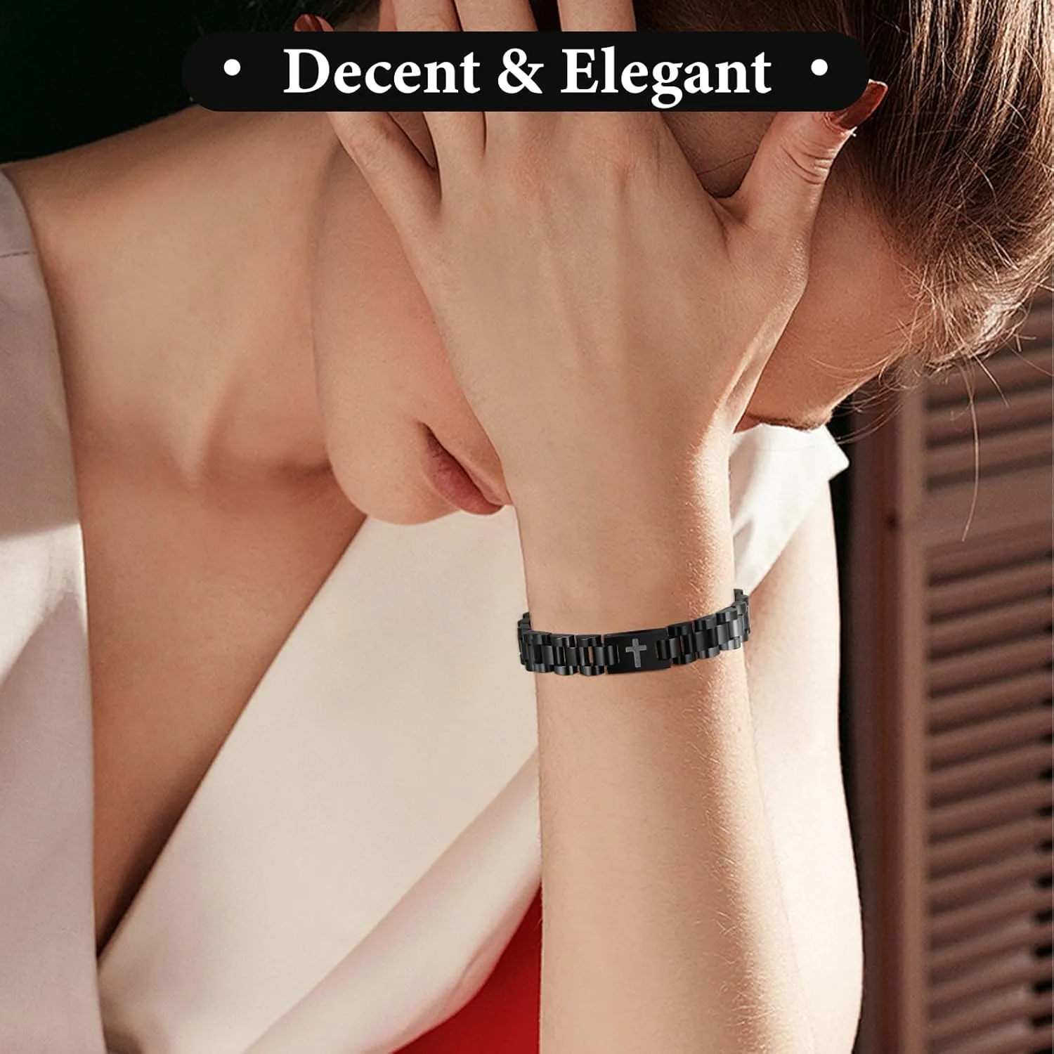 Bible Verse Quote Wristbands Elegant Link Bracelet Encouragement Gift,Cassic Watch Band Strap Design VNOX Personalized Religious snide contingent swallow Jewelry-Engraved Inspirational Christian Faith 
