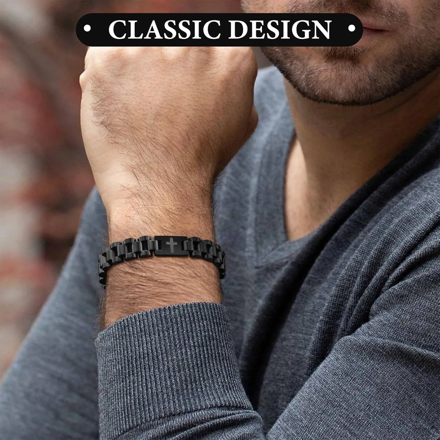 Bible Verse Quote Wristbands Elegant Link Bracelet Encouragement Gift,Cassic Watch Band Strap Design VNOX Personalized Religious snide contingent swallow Jewelry-Engraved Inspirational Christian Faith 