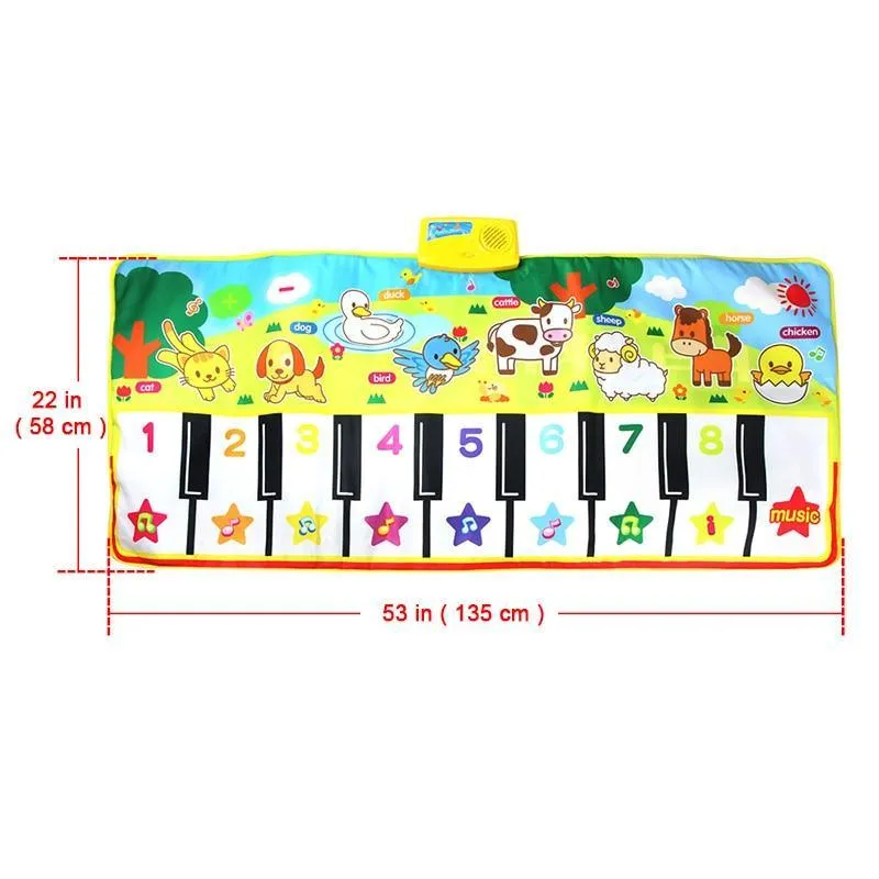 Big Musical Mat Carpet Touch Play Piano with 8 Animals Sound Music Instrument Baby Play Mat Rug Educational Toys For Kids