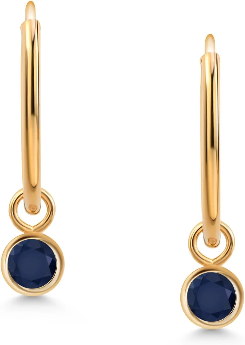 Birthstone Endless Huggie Earrings For Women | Small Hoop Drop Dangle Earrings for Women | 20MM Length | Round 4MM Gem Stone King 14K spot conquer imposition pilot Yellow Gold Gemstone 