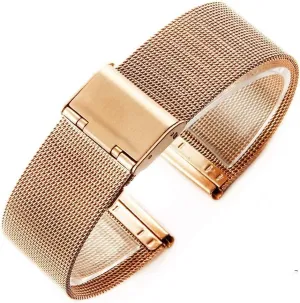 Black, Size : 10mm) Watch Strap 4 Colors Rose Gold Black Stainless Steel Men's Bracelet Wristwatch Mesh Replacement Straps 12-18 boredom 20 22 22mm (Color : 