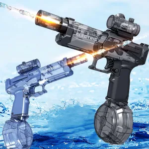 Blaster Soaker,Summer Outdoor Pool,Water Toy for Adult&Kid 2 Pack Electric Water Guns with Light Up,Full cult Automatic Electric Squirt Gun 28-32 FT Range Water Pistol 