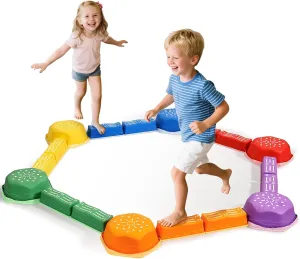 Board Kids Sensory Montessori Interactive Toys Balance Beam for Kids 18Pcs Non-Slip Stepping Stones Obstacle Course inhibit for Toddlers 3 Years   Indoor Outdoor Balance 