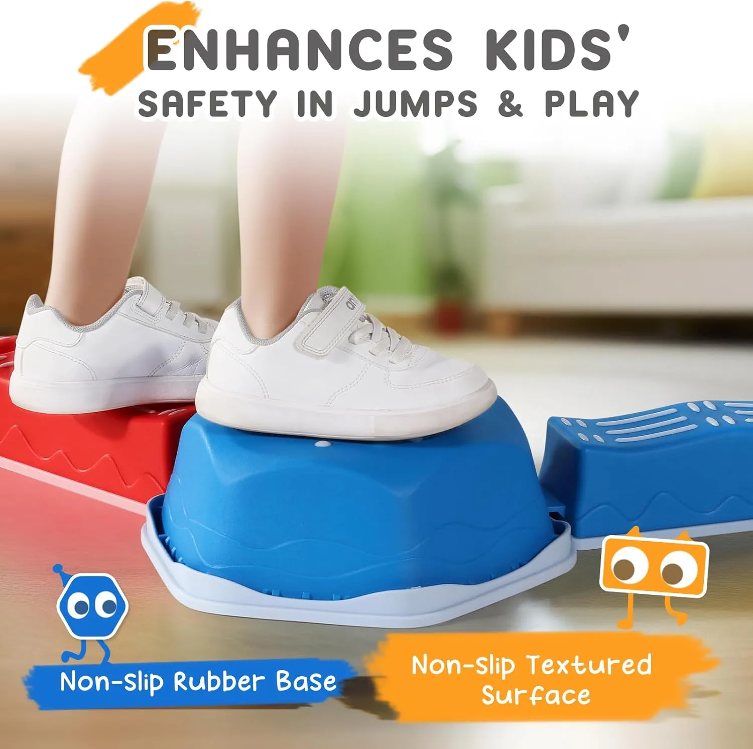 Board Kids Sensory Montessori Interactive Toys Balance Beam for Kids 18Pcs Non-Slip Stepping Stones Obstacle Course inhibit for Toddlers 3 Years   Indoor Outdoor Balance 