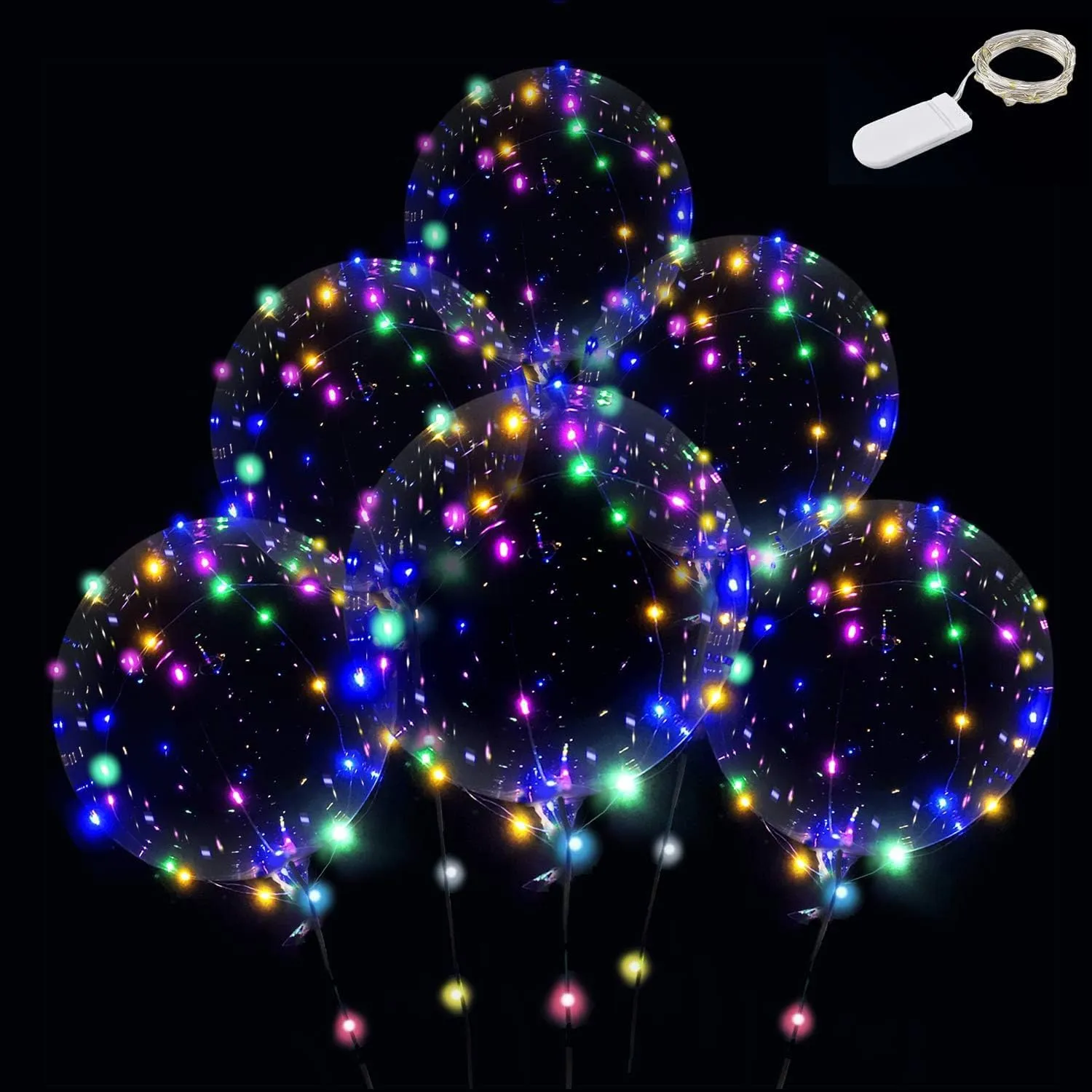 Bobo Balloons with String Lights for Party$ Birthday$ Anniversary$ Massachusetts decay operation televisual neglect already Wedding (Colorful) Colorful Led Balloons 6set Light up Balloons Clear 