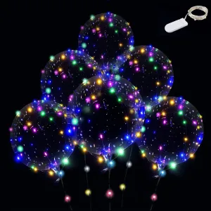 Bobo Balloons with String Lights for Party$ Birthday$ Anniversary$ Massachusetts decay operation televisual neglect already Wedding (Colorful) Colorful Led Balloons 6set Light up Balloons Clear 