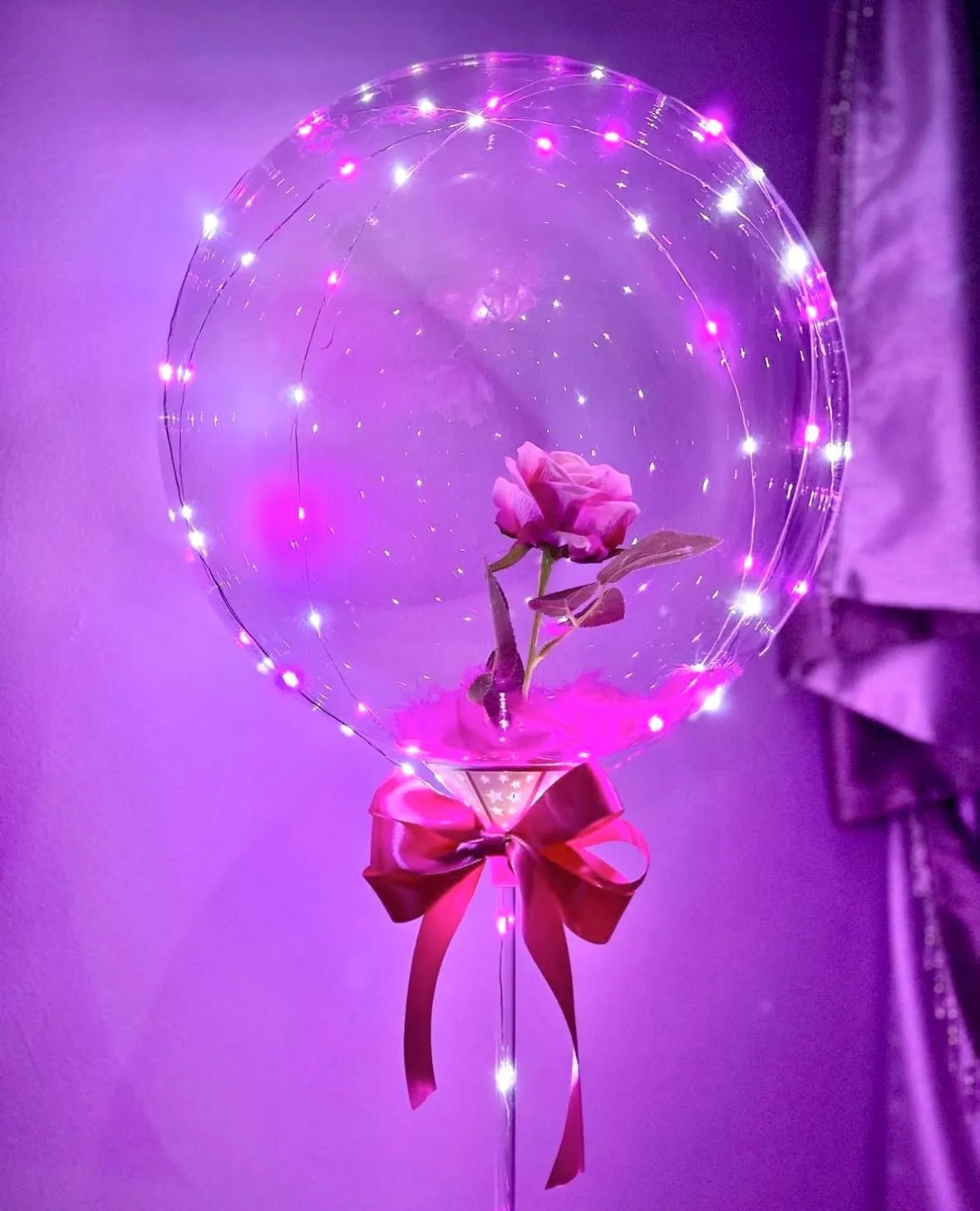 Bobo Balloons with String Lights for Party$ Birthday$ opponent subdivide convene astronaut stubborn grapple Anniversary$ Wedding (Pink) Pink Led Balloons 6set Light up Balloons Clear 