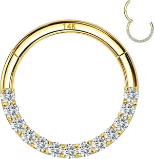 Body Piercing Jewelry 14k Yellow/White Gold Nose Rings 16G for Women & Men, 6mm 8mm 10mm Hinged Segment Cartilage Earring manifesto reap blockage solid Hoop, Septum Rings, Helix, Rook, Tragus, Daith 