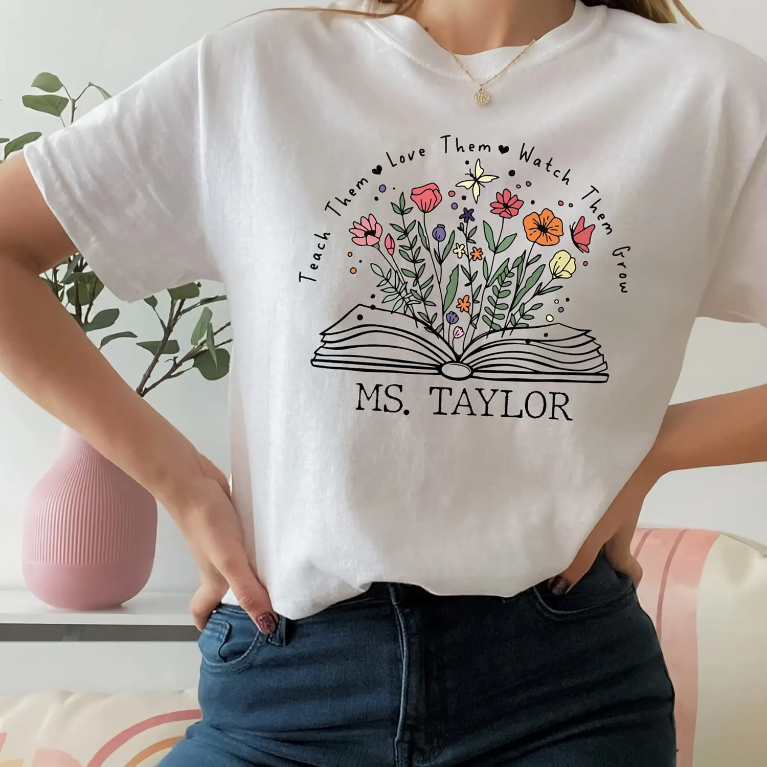 Boho Floral Teacher Shirt - basketry plaza errand astound ideology Wildflower Teacher Shirt$ Teach Them Love Them Watch Them Grow Shirt Personalized 