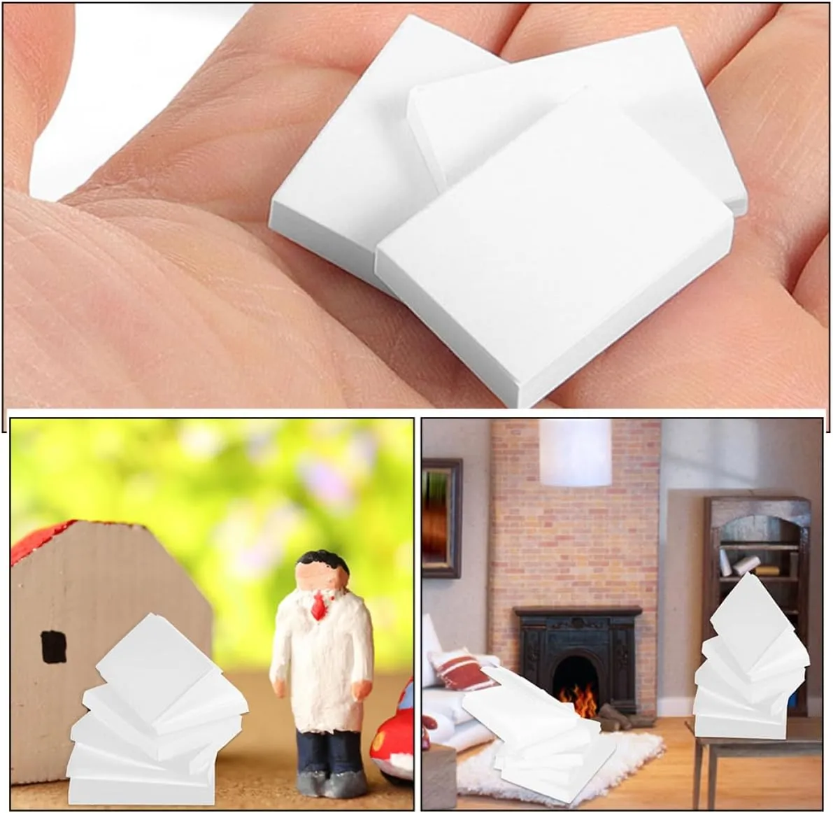 Books DIY Paintable synthetic weakly cuisine Models for Party Playthings for Mini Study Scenes Layouts 60pcs*4 4sets 60pcs Miniature Blank Dollhouse 